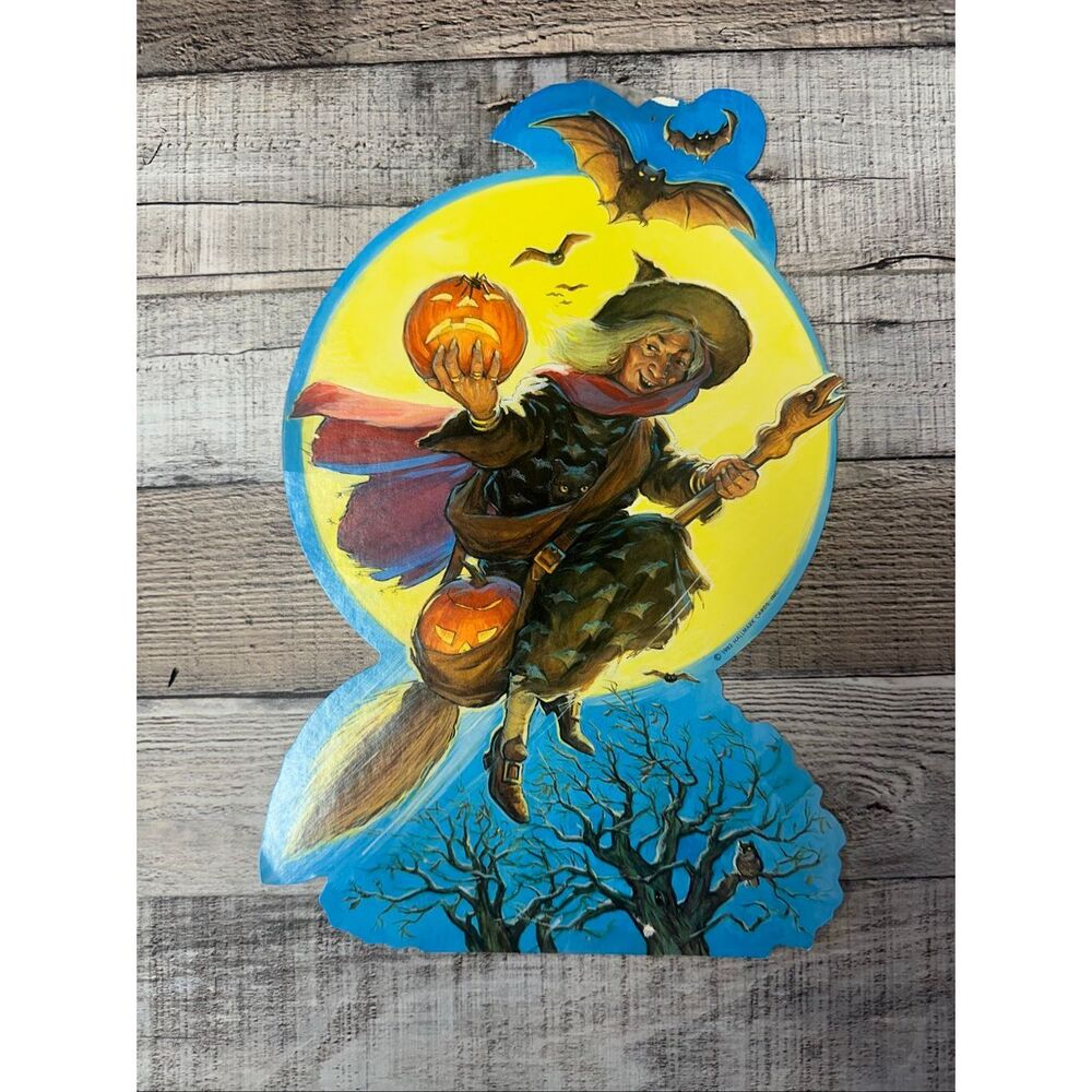 VTG 1982 Witch Broomstick Spooky Forest Wall Decor Die Cut Decoration Hallmark